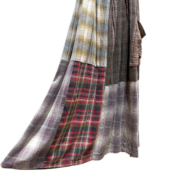 Vintage Cottagecore Whimsigoth Retro Plaid Patchwork Cotton Overall Maxi Dress - Picture 6 of 6